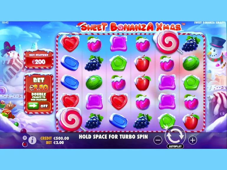 Captura de pantalla de la tragaperras Sweet Bonanza mostrando la función de caída de símbolos y multiplicadores en Betfair