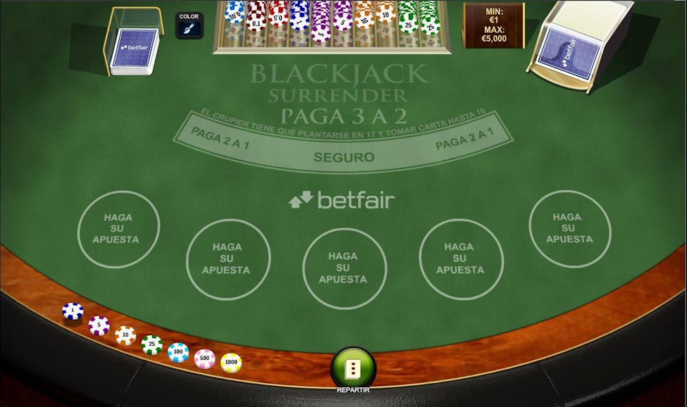 Rendición Blackjack en línea