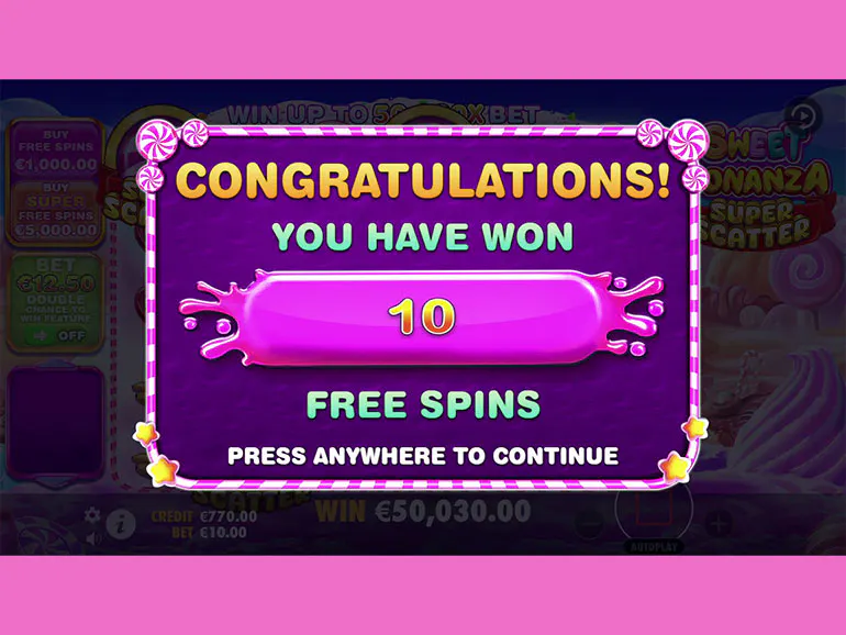 Captura de Sweet Bonanza en Betfair