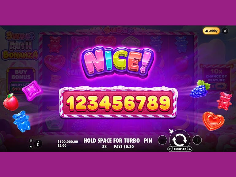 Captura de pantalla de Sweet Bonanza en Betfair mostrando el tablero de juego y símbolos