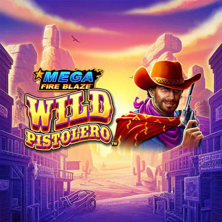 Captura técnica del slot Wild Pistolero Mega Fire Blaze en Betfair, mostrando símbolos, líneas de pago y botones de control.