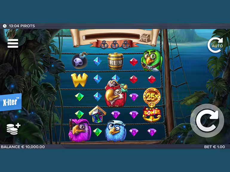 Screenshot van Pirots slot gameplay