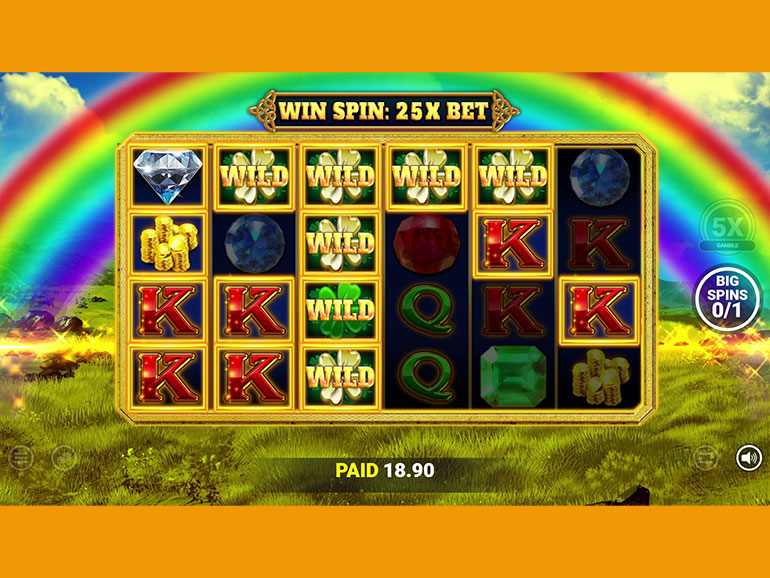 Screenshot of a Lucky Pays bonus game interface showing slot reels and bonus symbols