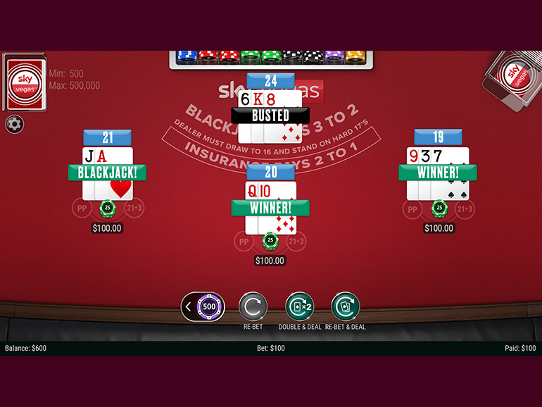 Interface du jeu Blackjack sur Stake